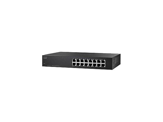 Cisco SF110-16 Unmanaged Ethernet Switch - 16 Ports - 100Base-X - 2 Layer Supported - Rack-mountable, Wall Mountable - 90 Day