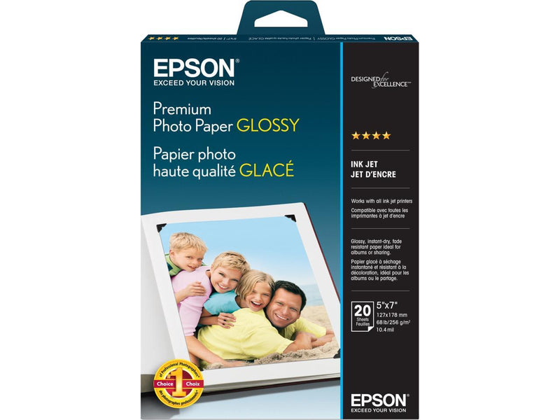 Epson S041464 Photo Paper 5" x 7" - High Gloss - 92 Brightness - 20 Sheet - White