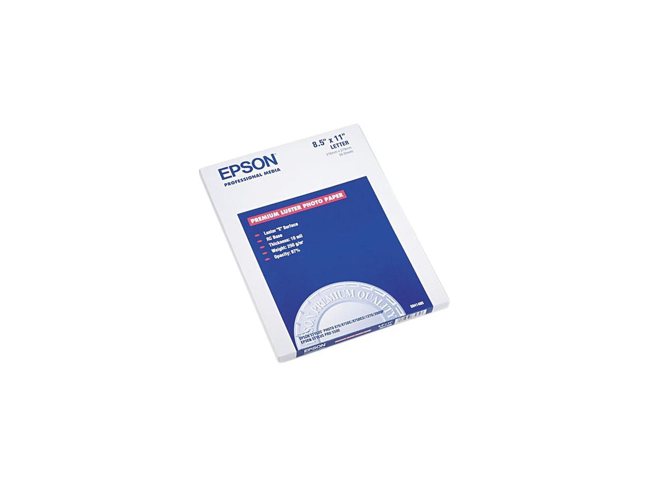 Epson S041405 Ultra Premium Photo Paper, 64 lbs., Luster, 8-1/2 x 11, 50 Sheets/Pack