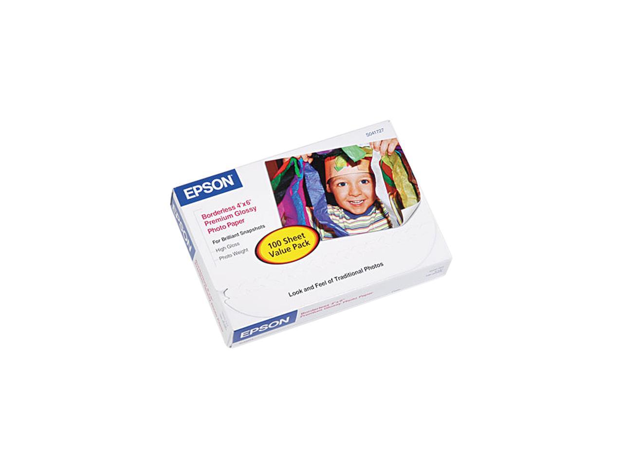 Epson S041727 Premium Photo Paper 4" x 6" - High Gloss - 92 Brightness - 100 / Pack - White