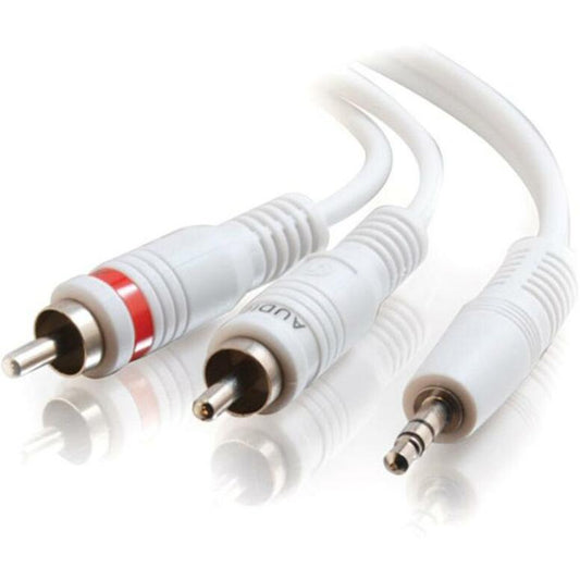 C2G 12ft One 3.5mm Stereo Male to Two RCA Stereo Male Audio Y-Cable - White