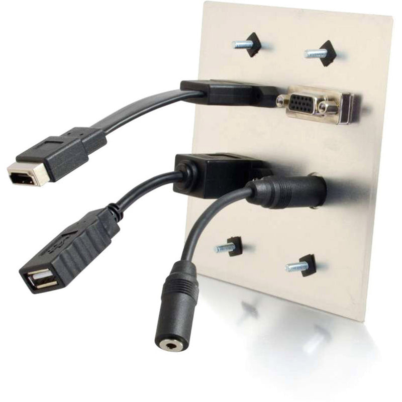 C2G HDMI, VGA, 3.5mm Audio and USB Pass Through Wall Plate - Double Gang