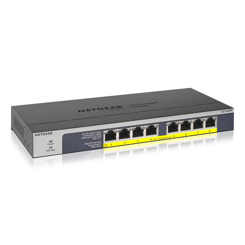 Netgear 8-port Gigabit Ethernet PoE+ Unmanaged Switch (GS108PP)
