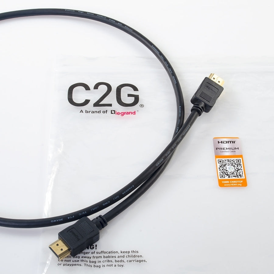 C2G 3ft 4K HDMI Cable with Ethernet - Premium Certified - High Speed - 60Hz