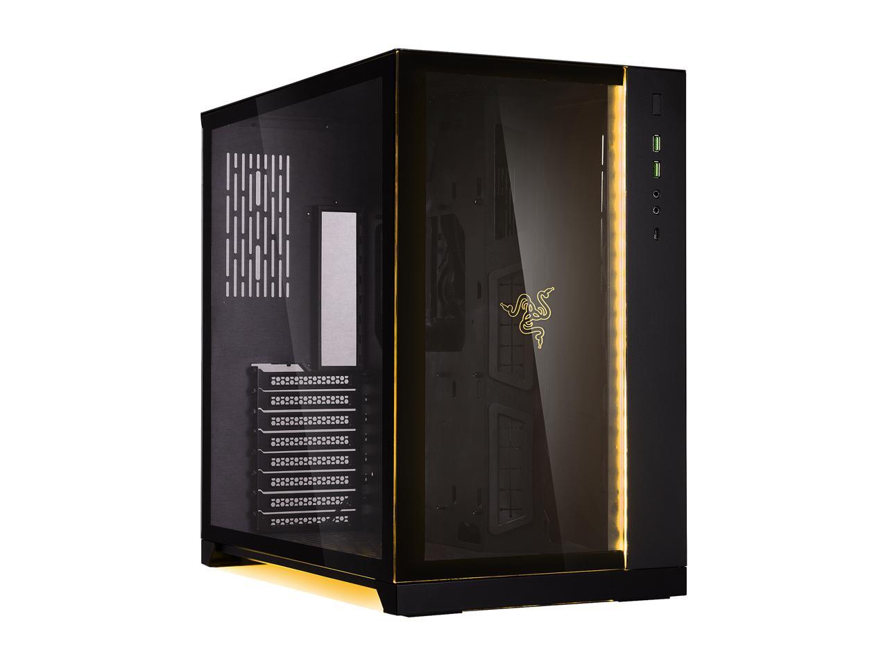 LIAN LI PC-O11 Dynamic Razer Edition Black Tempered Glass on the Front, and Left Side, Chassis Body SECC ATX Mid Tower Gaming Computer Case - PC-O11D Razer