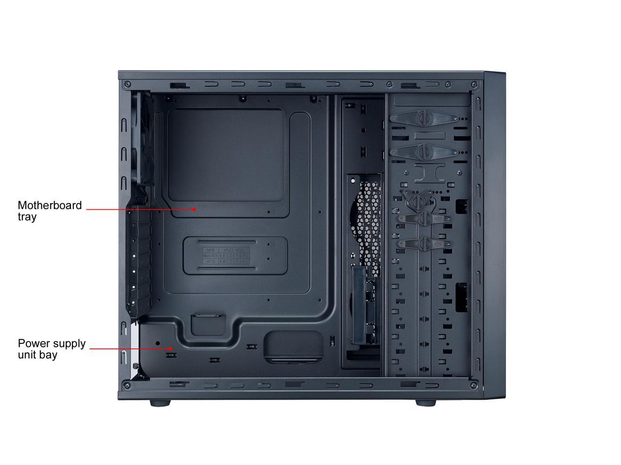 Cooler Master N400 NSE-400-KKN2 N-Series Mid Tower Computer Case with ATX Motherboard Support, Multiple 240mm Radiator Support, and Ventilated Front Panel