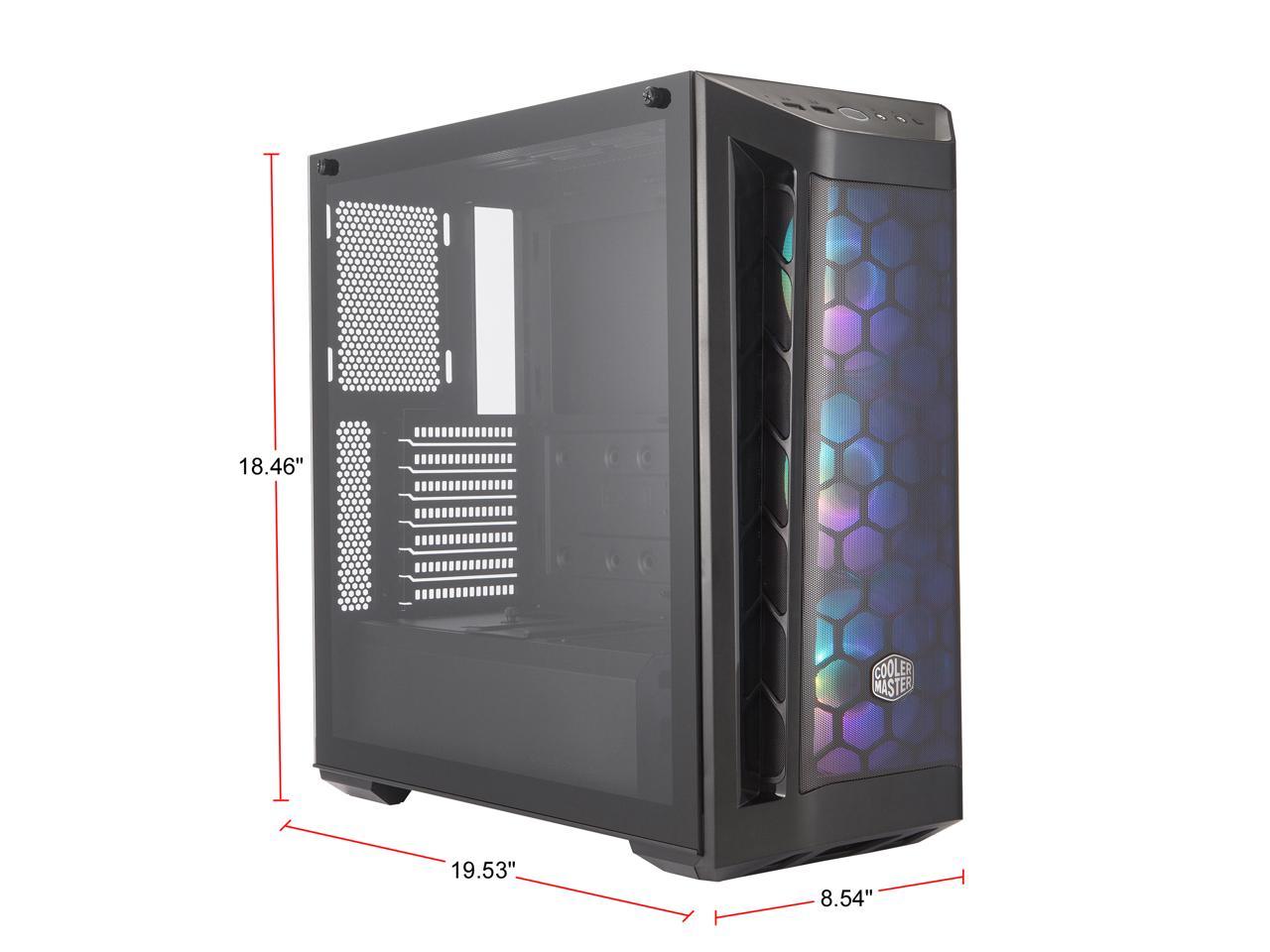 Cooler Master MasterBox MB511 ARGB ATX Mid-Tower with ARGB Lighting System, Three 120mm ARGB Fans, Fine Mesh Front Panel, Mesh Side Intakes, and Tempered Glass. MCB-B511D-KGNN-RGA