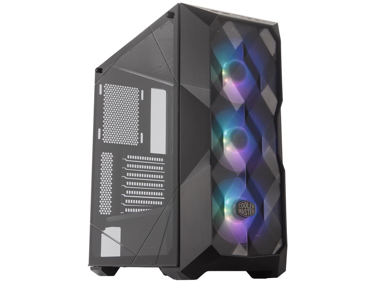 Cooler Master MasterBox TD500 Mesh Airflow ATX Mid-Tower w/ E-ATX Support, Polygonal Mesh Front Panel, Crystalline Tempered Glass & 3 ARGB Fans w/ Controller MCB-D500D-KGNN-S01