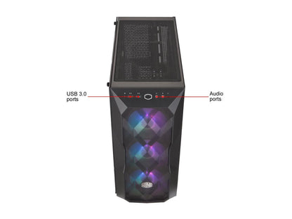 Cooler Master MasterBox TD500 Mesh Airflow ATX Mid-Tower w/ E-ATX Support, Polygonal Mesh Front Panel, Crystalline Tempered Glass & 3 ARGB Fans w/ Controller MCB-D500D-KGNN-S01