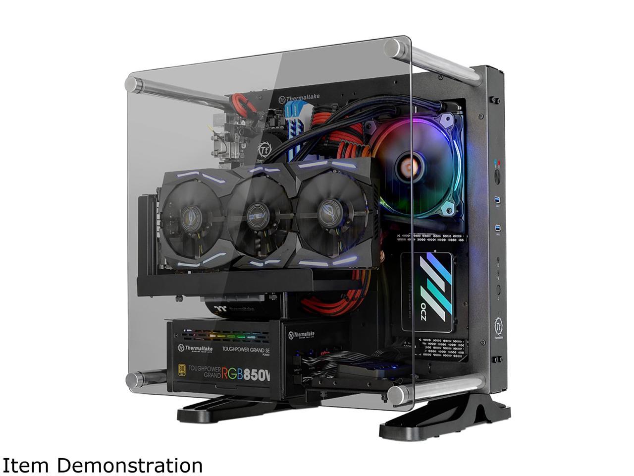 Thermaltake Core P1 Tempered Glass mini ITX Panoramic Viewing Tt LCS Certified Wall Mount Gaming Computer Case CA-1H9-00T1WN-00