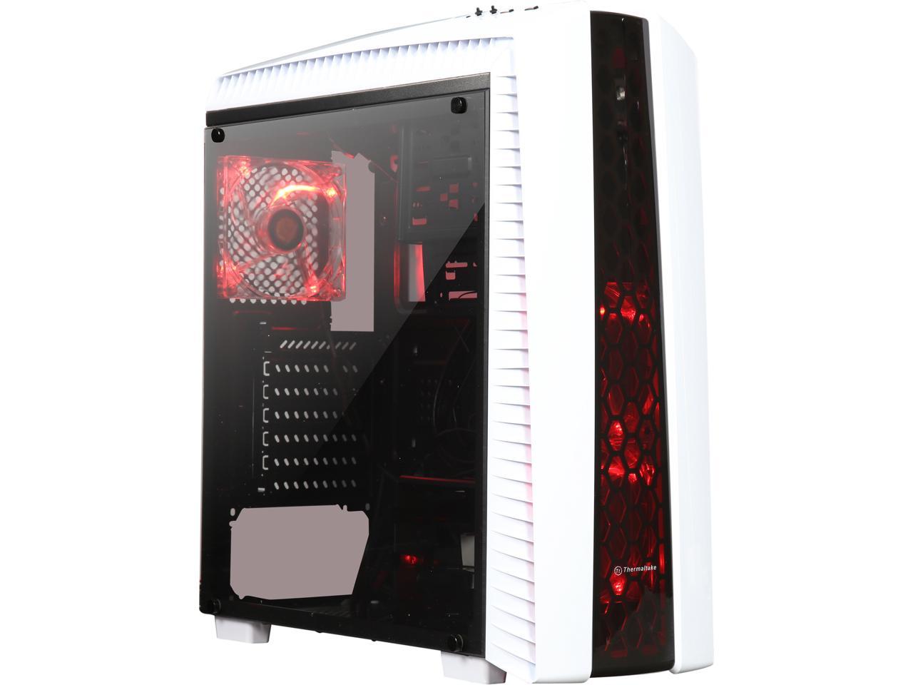 Thermaltake Versa N27 Red LED Fan Edition Snow ATX Gaming Mid Tower Computer Case CA-1H6-00M6WN-02