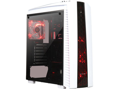Thermaltake Versa N27 Red LED Fan Edition Snow ATX Gaming Mid Tower Computer Case CA-1H6-00M6WN-02