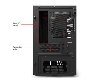 NZXT H210i - Mini-ITX PC Gaming Case - Front I/O USB Type-C Port - Tempered Glass Side Panel Cable Management - Water-Cooling Ready - Integrated RGB Lighting - Steel Construction - Black/Red