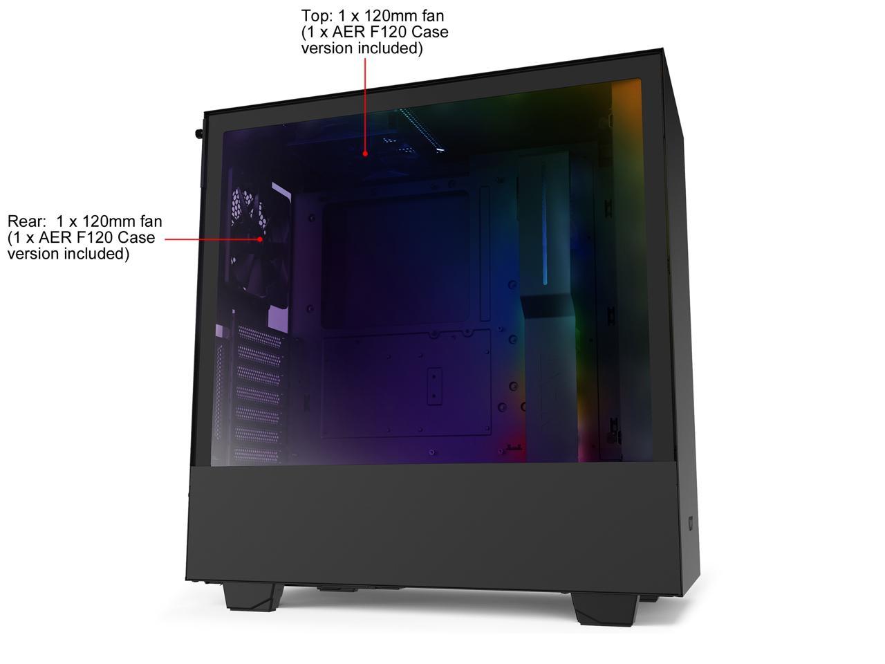 NZXT H510i - Compact ATX Mid-Tower PC Gaming Case - Front I/O USB Type-C Port - Vertical GPU Mount - Tempered Glass Side Panel - Integrated RGB Lighting - Water-Cooling Ready - Black