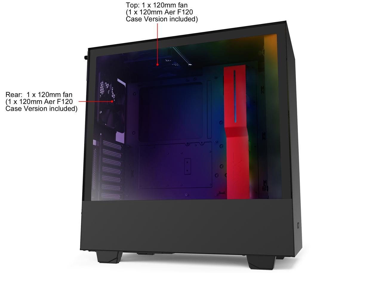 NZXT H510i - Compact ATX Mid-Tower PC Gaming Case - Front I/O USB Type-C Port - Vertical GPU Mount - Tempered Glass Side Panel - Integrated RGB Lighting- Water-Cooling Ready - Black/Red