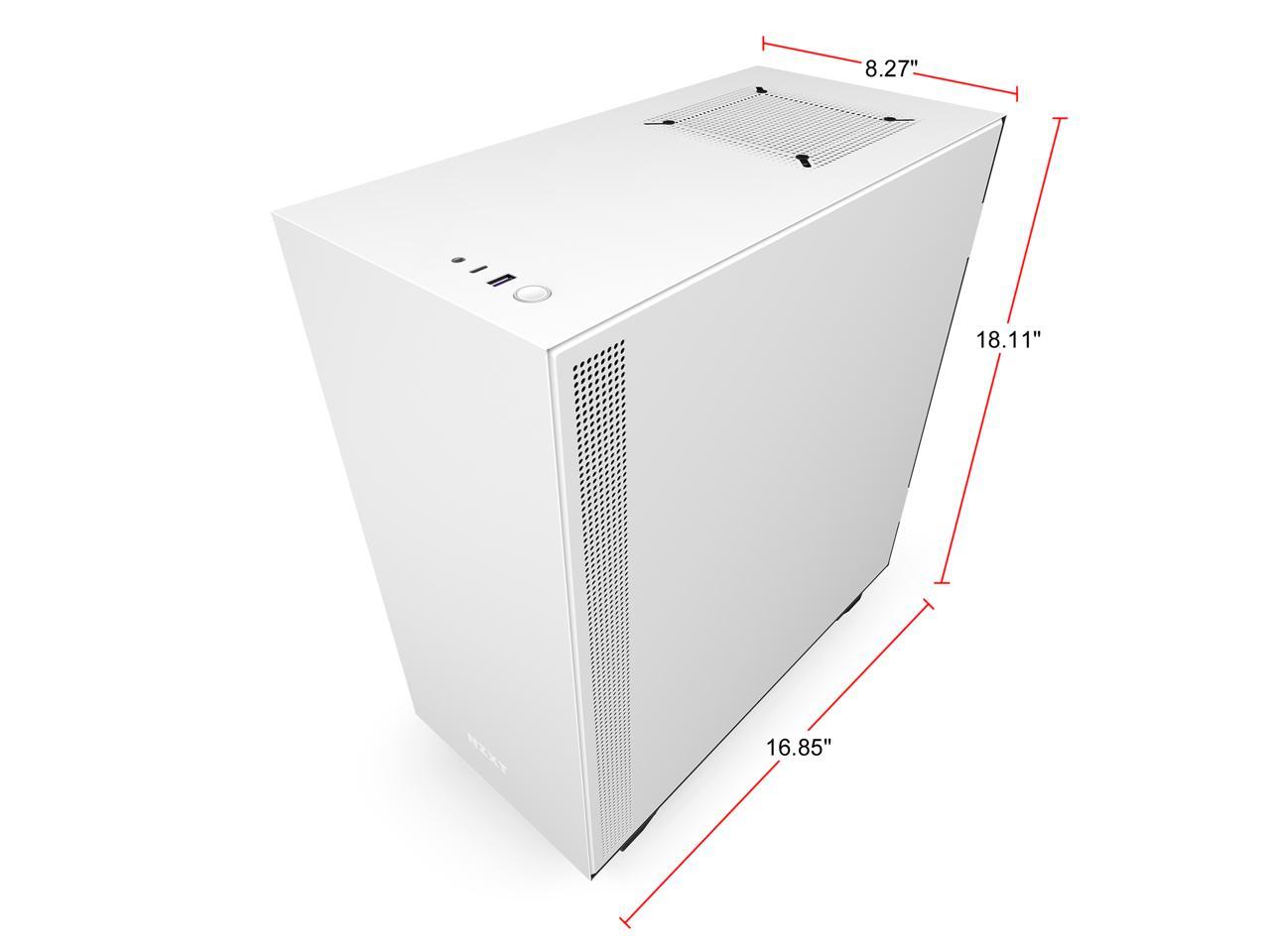 NZXT H510i - Compact ATX Mid -Tower PC Gaming Case - Front I/O USB Type-C Port - Vertical GPU Mount - Tempered Glass Side Panel - Integrated RGB Lighting - Water-Cooling Ready - White/Black