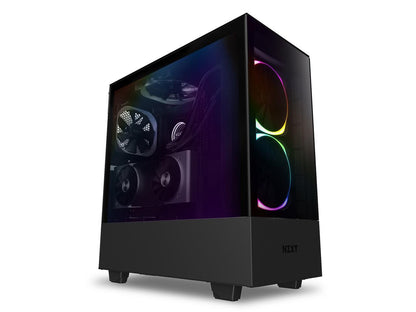 NZXT H510 Elite - Premium Mid-Tower ATX Case PC Gaming Case - Dual-Tempered Glass Panel - Front I/O USB Type-C Port - Vertical GPU Mount - Integrated RGB Lighting - Water-Cooling Ready - Black, CA-H510E-B1