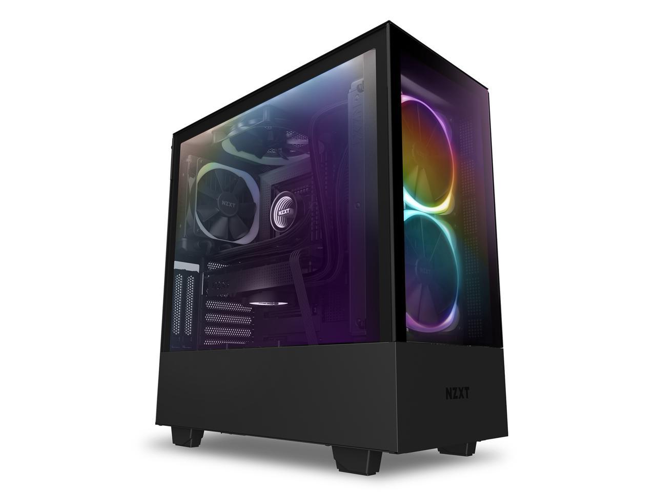 NZXT H510 Elite - Premium Mid-Tower ATX Case PC Gaming Case - Dual-Tempered Glass Panel - Front I/O USB Type-C Port - Vertical GPU Mount - Integrated RGB Lighting - Water-Cooling Ready - Black, CA-H510E-B1