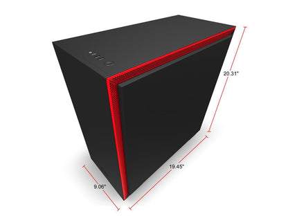 NZXT H710i - ATX Mid Tower PC Gaming Case - Front I/O USB Type-C Port - Quick-Release Tempered Glass Side Panel - Vertical GPU Mount - Integrated RGB Lighting - Water-Cooling Ready - Black/Red