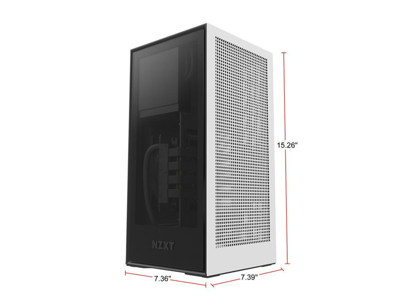 NZXT H1 CA-H16WR-W1-US Matte White SGCC Steel / Tempered Glass Mini-ITX Computer Case with 650W SFX-L 80Plus Gold Fully Modular Power Supply and 140mm AIO Liquid Cooler