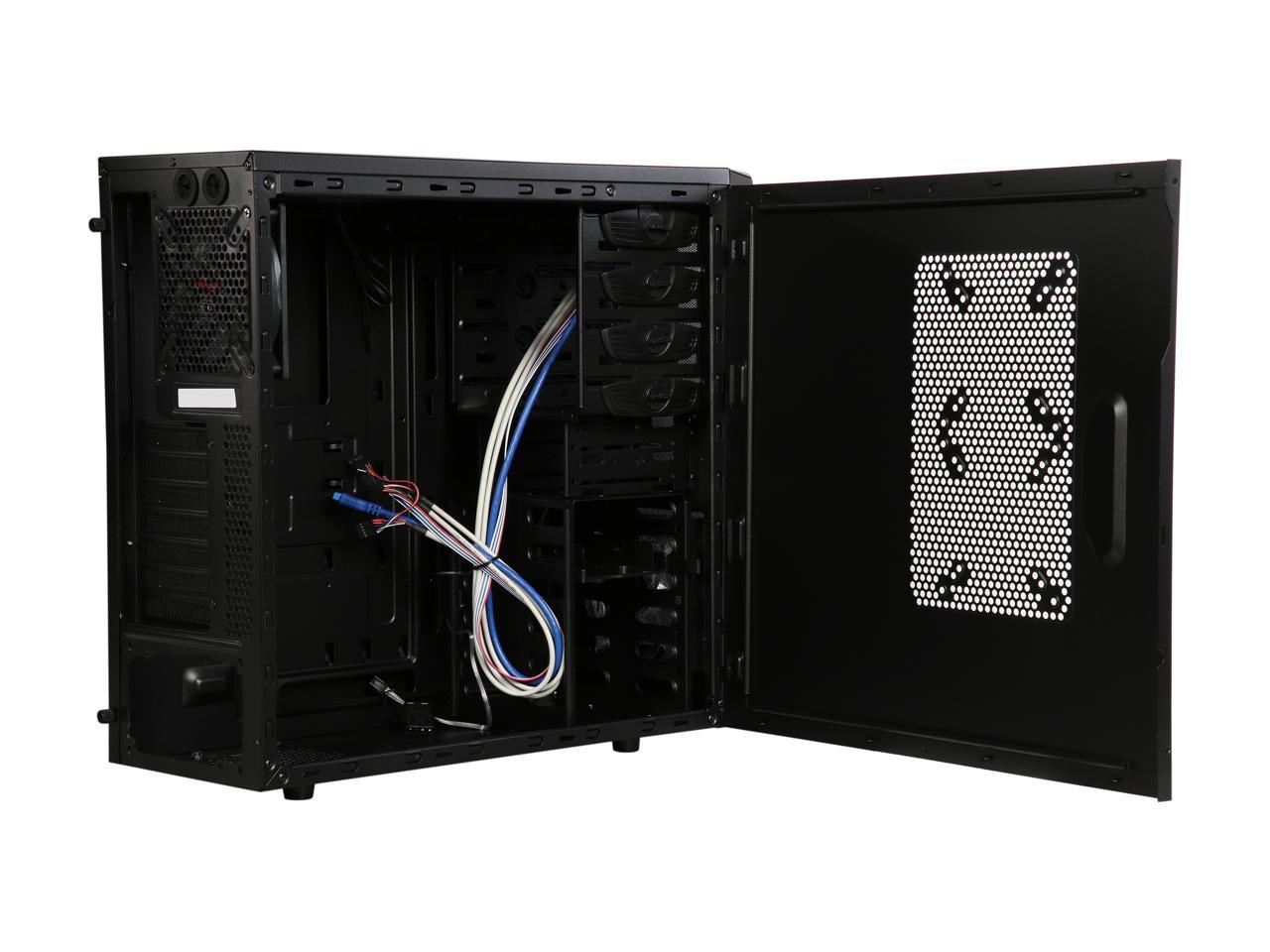 Rosewill Black Gaming ATX Mid Tower Computer Case, Three Included Fans, 1 x Front Blue LED 120mm Fan, 1 x Top 140mm Fan, 1 x Rear 120mm Fan, Two More Optional Side 120mm Fans Supported - CHALLENGER