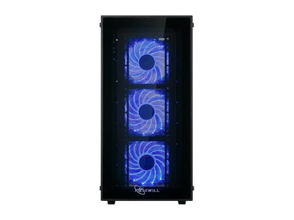 Rosewill ATX Mid Tower Gaming PC Computer Case with Blue LED Fans, Tempered Glass/Steel, Optimal Airflow, USB 3.0 - CULLINAN MX-BLUE