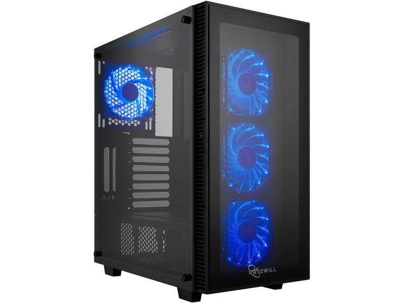Rosewill ATX Mid Tower Gaming PC Computer Case with Blue LED Fans, Tempered Glass/Steel, Optimal Airflow, USB 3.0 - CULLINAN MX-BLUE