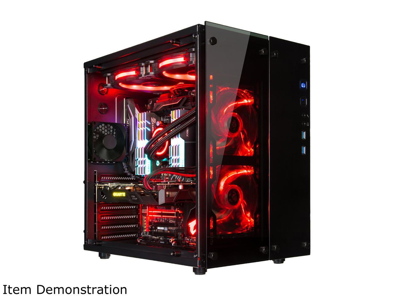 Rosewill Cube Mini ITX/Micro-ATX/ATX Mid Tower Gaming PC Computer Case, Black Steel Tempered Glass, Red LED Fans - Cullinan PX Red