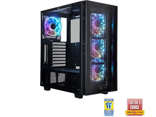 ROSEWILL CULLINAN MX Tempered Glass RGB ATX Mid Tower Computer Case with Remote Controlled RGB LED Fans