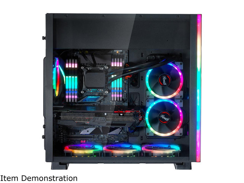 Rosewill ATX Mid Tower Gaming PC Computer Case, Aura Sync Compatible Dual Ring RGB LED Fans, Top Mount PSU & HDD/SSD, Tempered Glass & Steel - PRISM S500