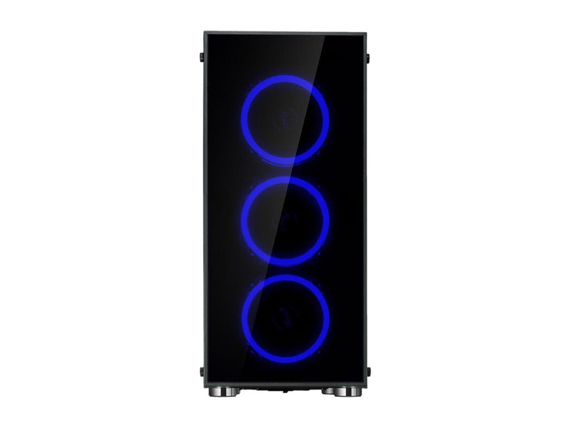 Rosewill ATX Mid Tower Gaming PC Computer Case with Dual Ring Blue LED Fans, 360mm Water Cooling Radiator Support, Tempered Glass and Steel, USB 3.0 - CULLINAN V500 Blue