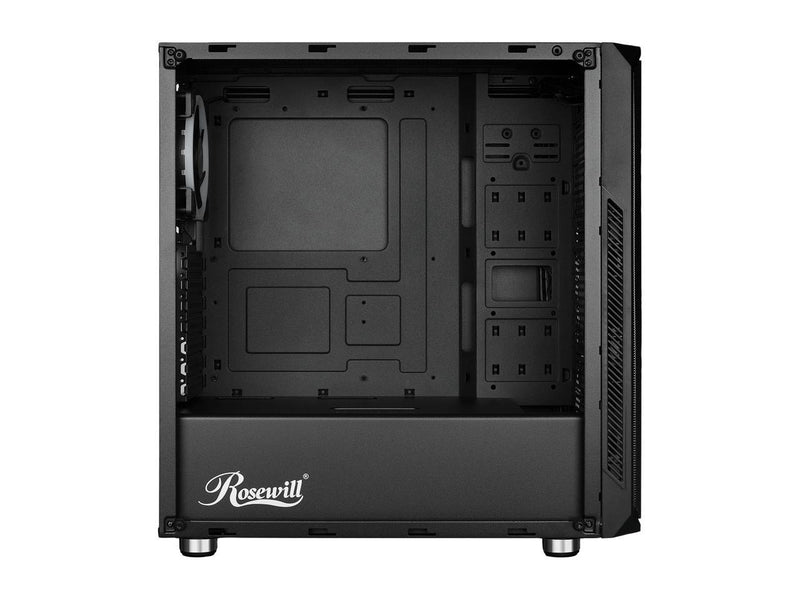 Rosewill ATX Mid Tower Gaming PC Computer Case with Dual Ring RGB LED Fans, 360mm & 240mm Liquid Cooling Radiator Support, Tempered Glass/Steel, Front Mesh Panel, USB 3.0 - SPECTRA D100