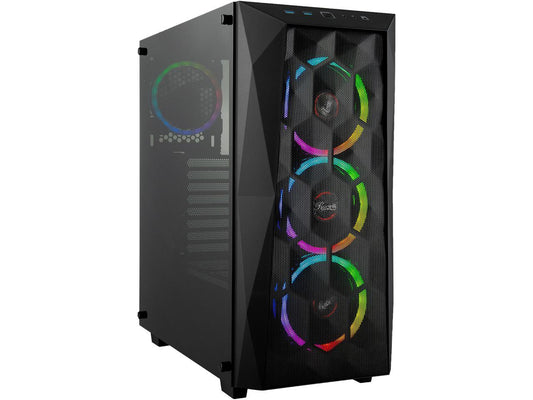 Rosewill ATX Mid Tower Gaming PC Computer Case with Front Mesh Ventilation, Tempered Glass/Steel, Includes 4 x 120mm RGB LED Fans, 240mm AIO Liquid Cooler up to 360mm Support, USB 3.0 - SPECTRA X