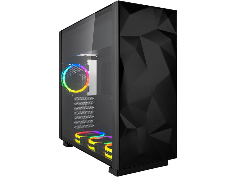 Rosewill ATX Mid Tower Gaming PC Computer Case with RGB Software Sync Dual Ring RGB LED Fans, 240mm AIO Support, EATX Support, Top Mount PSU & HDD/SSD, Tempered Glass & Black Steel - PRISM S-BLACK