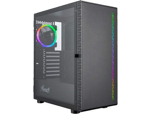 Rosewill PRISM M ATX Mid Tower Gaming PC Computer Case w/ RGB Fan, 10 Backlit Modes, LED Light Strip Patterned Front Panel, 240mm AIO Support, EATX Support, Bottom Mount PSU & HDD/SSD, Tempered Glass