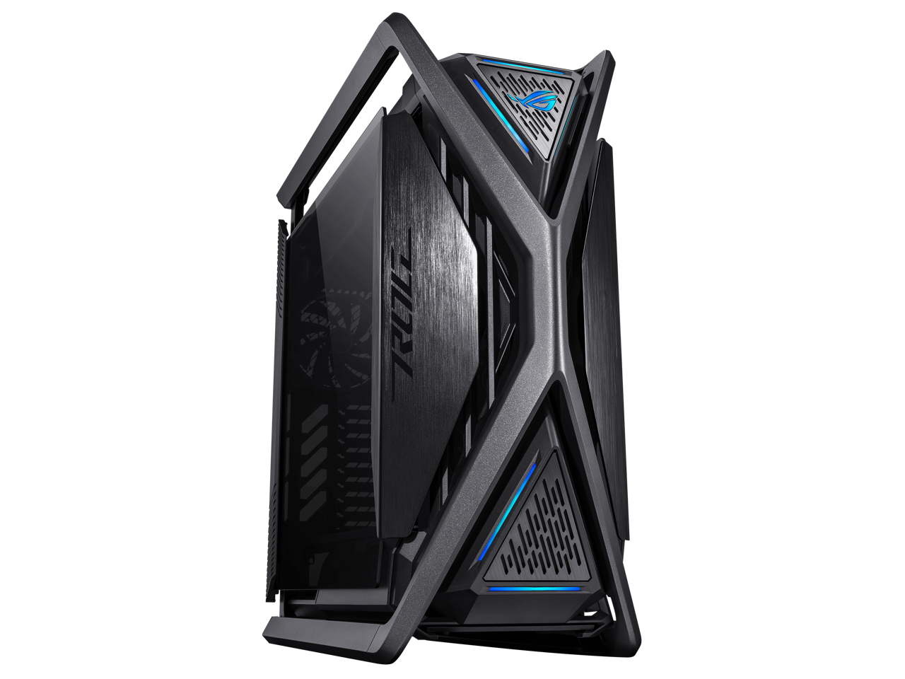 ASUS ROG Hyperion GR701 EATX full-tower computer case with semi-open structure, tool-free side panels, supports up to 2 x 420mm radiators, built-in graphics card holder,2x front panel Type-C