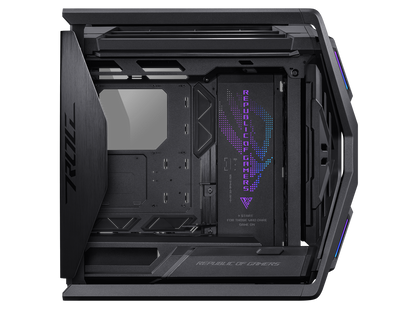 ASUS ROG Hyperion GR701 EATX full-tower computer case with semi-open structure, tool-free side panels, supports up to 2 x 420mm radiators, built-in graphics card holder,2x front panel Type-C