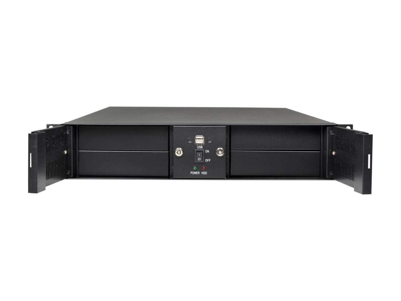 Athena Power RM-DD2U24E608 Black 1.2mm Steel 2U Rackmount Server Case 600W 80 PLUS Bronze 4 External 5.25" Drive Bays