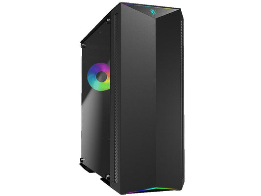 MSI MPG GUNGNIR 100 Mid-Tower Chassis Support up to EATX Motherboard, 3D-PRINTING Customized Parts, Side Panel of 4mm Tempered Glass, 120mm ARGB Fan, 1 to 8 ARGB LED Hub, Reserved Cooling Space and Front USB 3.0 Ports