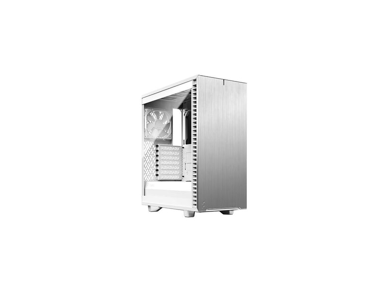 Fractal Design Define 7 Compact White Brushed Aluminum/Steel ATX Compact Silent Tempered Glass Window Mid Tower Computer Case, FD-C-DEF7C-04