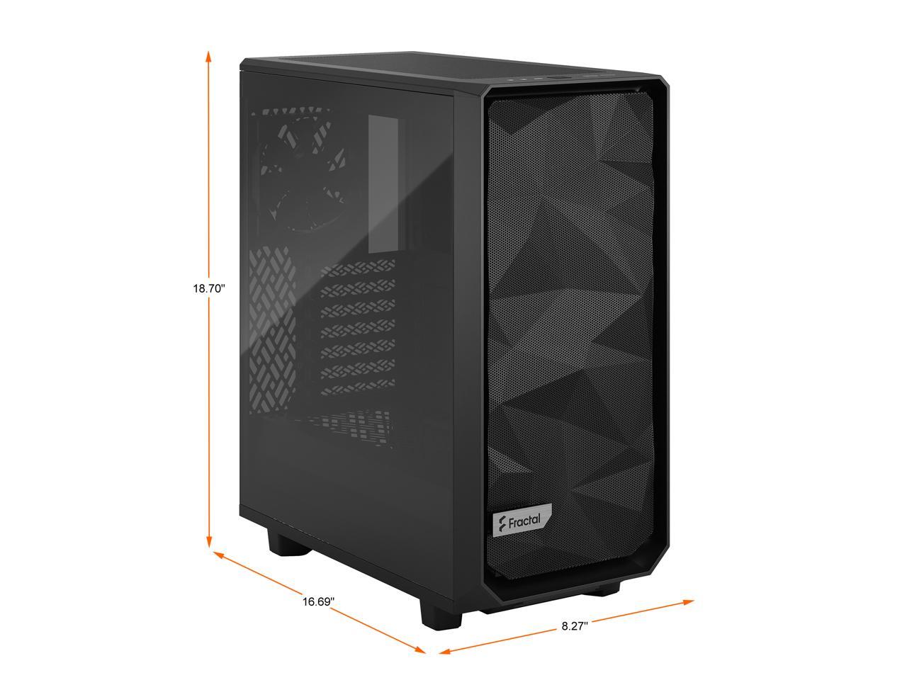 Fractal Design Meshify 2 Compact Black ATX Flexible High-Airflow Light Tinted Tempered Glass Window Mid Tower Computer Case, FD-C-MES2C-03