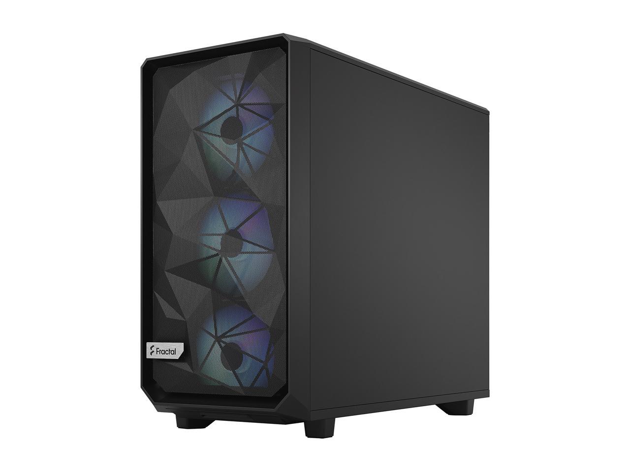 Fractal Design Meshify 2 Lite RGB Black ATX Flexible Light Tinted Tempered Glass Window Mid Tower Computer Case