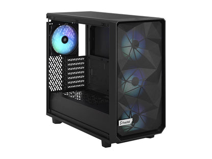 Fractal Design Meshify 2 Lite RGB Black ATX Flexible Light Tinted Tempered Glass Window Mid Tower Computer Case