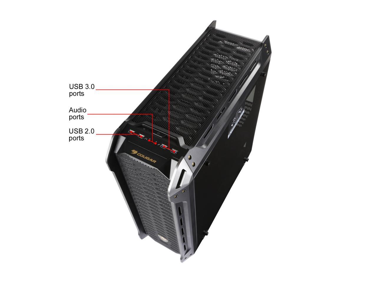 COUGAR Panzer-S Black ATX Mid Tower Transparent Fortress Computer Case