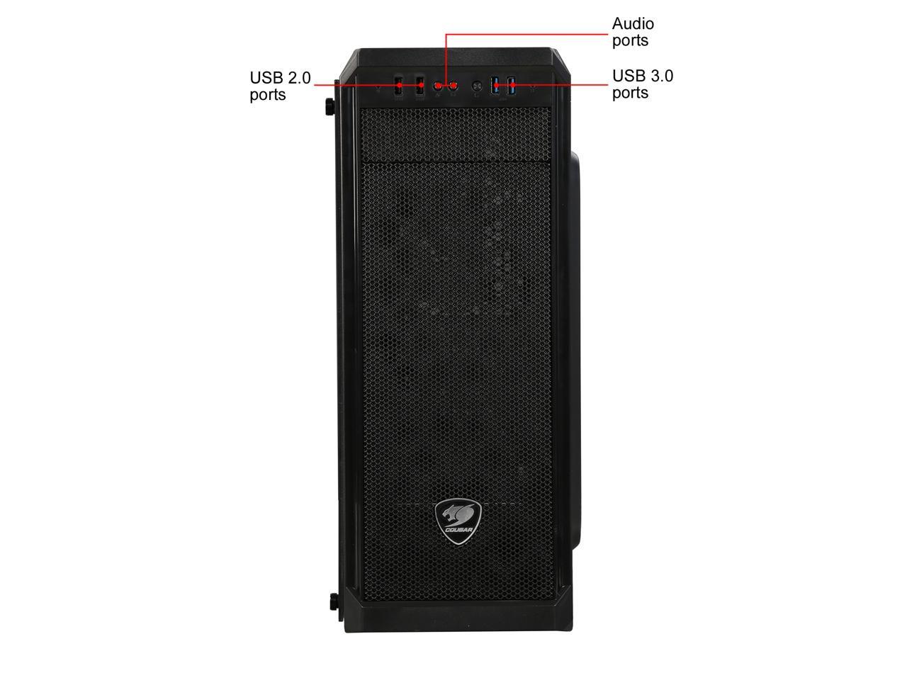 Cougar MX330-G Mid Tower Case with Full Tempered Glass Window and USB 3.0