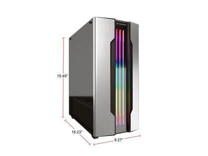 COUGAR Gemini S Silver Gaming Mid Tower Case with a Full-Sized Tempered Glass Cover and Integrated RGB Lighting