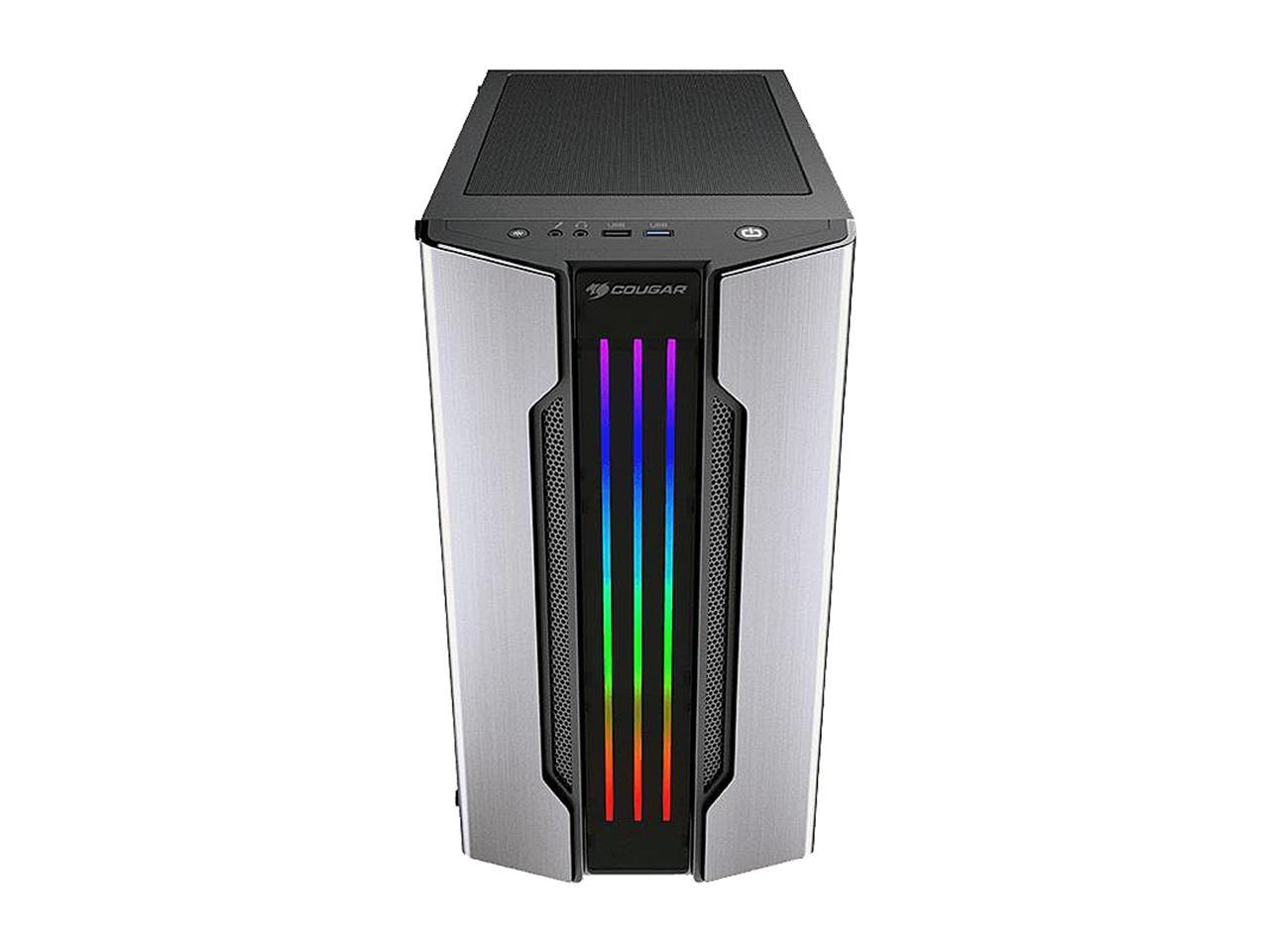 COUGAR Gemini M-Silver Silver Steel / Tempered Glass Mini Tower Computer Case w/ Integrated Trelux RGB Lighting