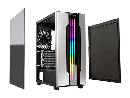 COUGAR Gemini M-Silver Silver Steel / Tempered Glass Mini Tower Computer Case w/ Integrated Trelux RGB Lighting