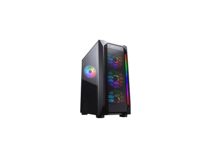 COUGAR MX410 Mesh-G RGB Black ATX Mid Tower Powerful and Compact Mid-Tower Case with Mesh Front Panel and Tempered Glass Built-in 4 RGB Fan