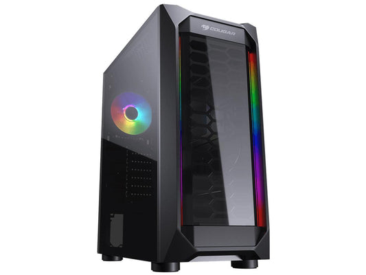 COUGAR MX410-T Black Powerful and Compact Mid-Tower Case with Massive Tempered Glass Left Panel and Dual ARGB Strips